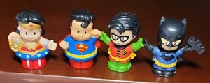 4 Fisher Price Little People Super Heroes Robin Batman Superman Wonder Woman - Picture 1 of 3
