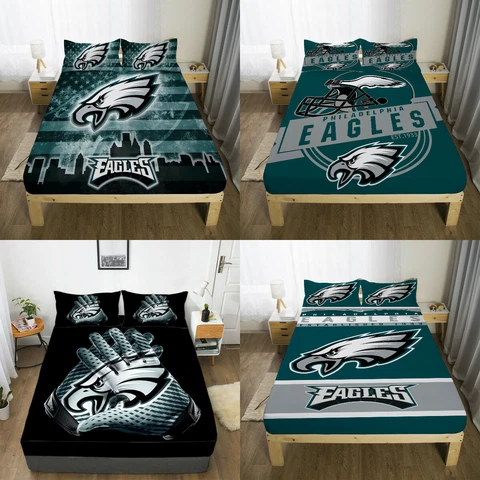 Philadelphia Eagles Fitted Sheet Mattress Cover Bed Sheets & Pillowcase Set 3PCS Cover