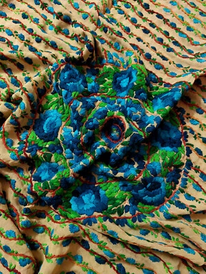 Vintage Handmade Phulkari Dupatta on Georgett |  Ethnic Multicolor Bagh Dupatta - Image 1 of 4