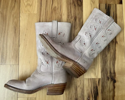 Vintage Womens Frye Pink Austin Floral Cut Out Cowboy Western Boots size 7M - Image 1 of 4