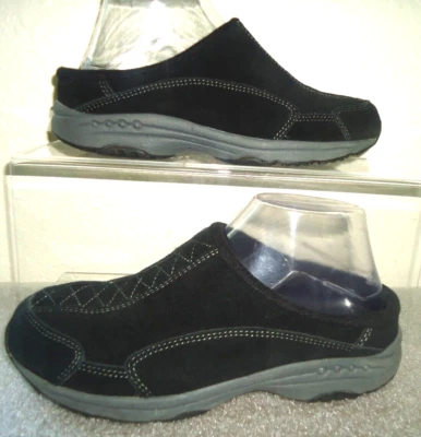 #F Easy Spirit Womens Size 7M/39 Black Leather Suede Mules Slip On Shoes - Image 1 of 4