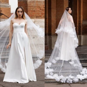 Simple Wedding Dresses Bridal Gown A Line Sleeveless Spaghetti Straps Sweetheart - Picture 1 of 17