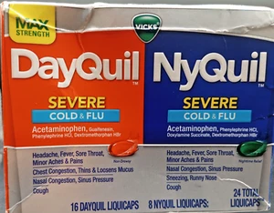 Vicks DayQuil & NyQuil Severe Cold & Flu - 24 Total Liquicaps - EXP 01/26 - Picture 1 of 6