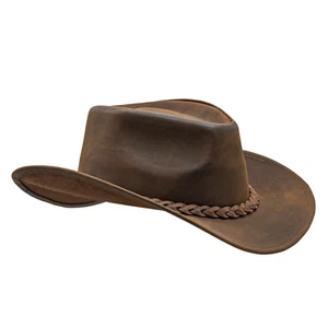 Western Cowboyhut aus echtem Leder für Herren und Damen - braun - Bild 1 von 4