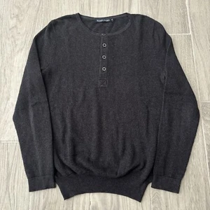 WOOLOVERS Women’s XS Dark Grey Cashmere Cotton Blend Henley Pullover Sweater - Picture 1 of 8