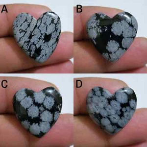 Glowing A+ Snowflake Obsidian Heart Shape Cabochon Loose Gemstone Making Jewelry - Picture 1 of 13