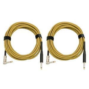 Musician's Gear Tweed Right Angle Instrument Cable 2-Pack 20 ft. Gold - Picture 1 of 3