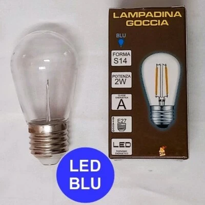 Lampadina LED BLU 2W attacco E27 230V in plastica trasparente - Immagine 1 di 4