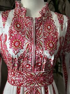 Jordanian Palestinian Women's Embroidered Dress Red/white Thob Size M/L