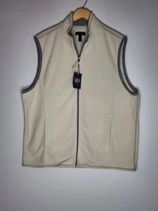 NWT Club Room Full Zip Up Fleece Vest Size XXL Cream Gray Two Front Pockets Warm - Picture 1 of 16