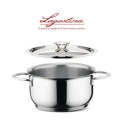 LAGOSTINA CASSERUOLA IN ACCIAIO INOX DELIZIOSA CON COPERCHIO CM 16 20  24 26 - Immagine 1 di 3