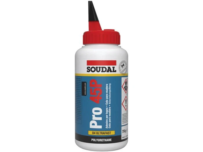 Soudal PRO 45P Adesivo legno PU colla rapida resistente acqua D4 750 GR