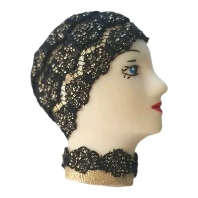 Rare Pin Vintage Antique Ceramic Porcelian Figural Woman Scarf Art Deco - Image 1 of 4