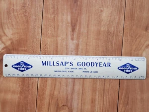 VINTAGE METAL RULER MILSAP'S GOODYEAR TIRES SOUTH GATE CA HOT ROD 1950-60'S - Picture 1 of 6