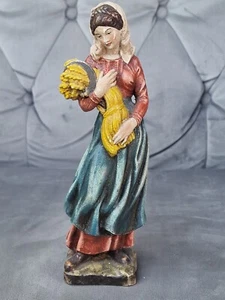 alte Heiligenfigur Hl. Notburga von Rattenberg mit Sichel ca 19 cm - Picture 1 of 12