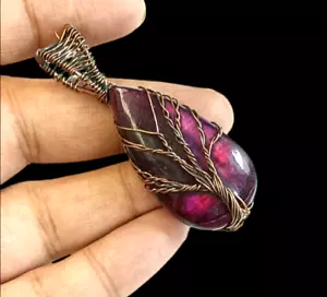 Tree Labradorite Pendant Copper Wire Wrapped Pendant Handmade Copper Jewelry - Picture 1 of 5