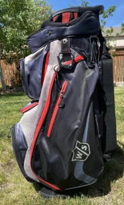 Wilson Xtra Golf Cart Golf Bag W/ Rain cover - Black/Grey/Red - Picture 1 of 11