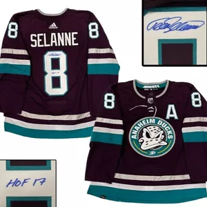 TEEMU SELANNE Signed Anaheim Mighty Ducks Purple Adidas PRO Jersey W/HOF - Picture 1 of 2