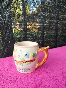 Tweet Like A Birdie For Your Milk Childs Ceramic Mug From Japan Vintage 1950's - Picture 1 of 6