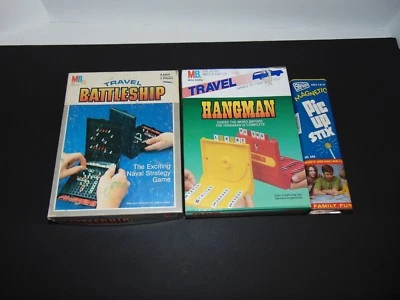 Vintage 1980's Travel Battleship Game Magnetic Sticks Hangman - Image 1 of 4