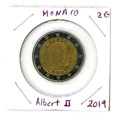 2019 2€ MONACO 2 Euro  2-€ Bimetallic Coin Prince Albert II !!! - Image 1 of 2