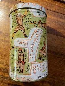 Japanischer Künstler KATSUHIKO HIBINO Baseball Blechdose mit Deckel - Bisc Gallery Vintage. RAR - Bild 1 von 9