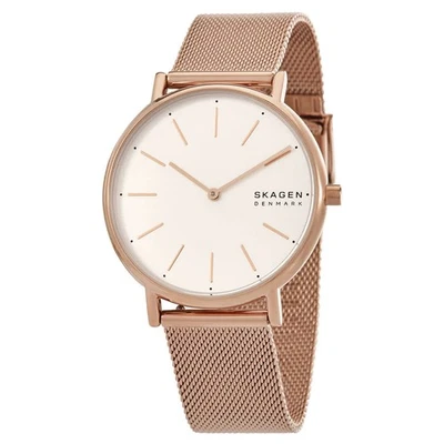 Relógio feminino Skagen Signatur quartzo mostrador branco tom ouro rosa SKW2784 - Imagem 1 de 3