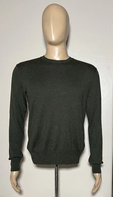 Suéter mediano Banana Republic para hombre cuello redondo verde bosque seda mezcla cachemir Foto 1 de 4