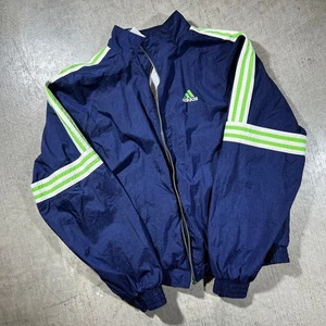 Adidas 90s Navy Windbreaker Jacket Large Green - Read - Picture 1 of 6