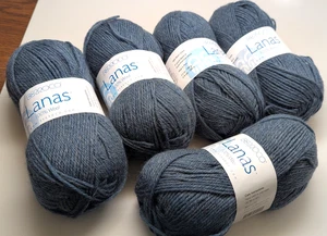 Full Bag of 5 Berroco Lanas - 100% Wool 100g/219 yds - 95122 Faded Jeans DS - Picture 1 of 2