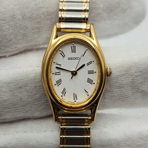 Seiko Ladies Vintage Gold Tone w/ White Dial & Roman Numerals Quartz Watch - Picture 1 of 15