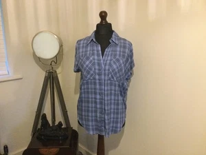 Next Blue Check Short Sleeve Women’s Loose Fit Top/Shirt BNWT 42ins Chest - Picture 1 of 5
