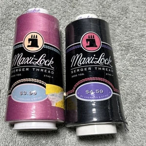Maxi-Lock THREAD Serger Overlock 2 Spools Poly 3000 yds Ea. Pink Black - Picture 1 of 1