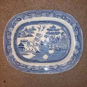 Blue Willow Meat Serving Plate Platter Large 18inx14.5in - Picture 1 of 24