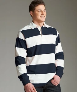 Charles River Apparel Classic Rugby Shirt Long Sleeve Polo Mens S Navy Blue NWT - Picture 1 of 6