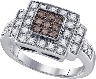 10K White Gold 1/2 CTTW Chocolate Brown Diamond Wedding Anniversary Band Ring - Image 1 of 3