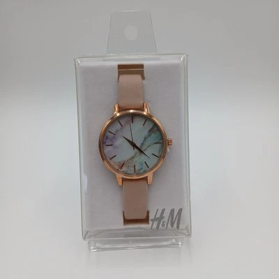 H&M Multicolored Faux Marble Faced Watch Pink Strap - Image 1 of 2