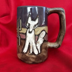 Mara Mexiko Keramik großer Kojote Kaktus Kaffeebecher Stein heulender Südwesten - Bild 1 von 12