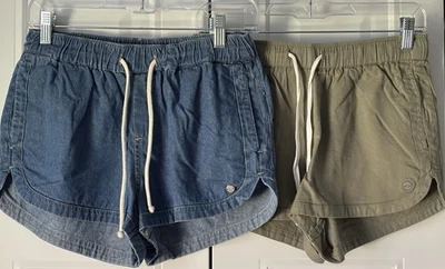 Roxy “Impossible Love” Beach Shorts – 2 Pairs – Small (Juniors) – Green & Denim - Image 1 of 4