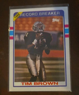 1989 Topps - #2 Tim Brown RC Rookie Record Breaker NM MINT Los Angeles Raiders - Image 1 of 2