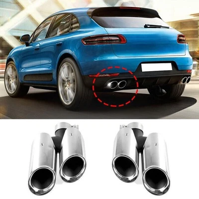For Macan 2015-18 Chrome Stainless Rear Exhaust Muffler Tip End Pipe Set 1 Pair - Image 1 of 4