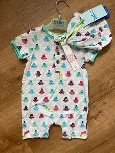 Ted Baker 0-3 Months Boys Suit and matching Cap with Frog Print - Picture 1 of 4