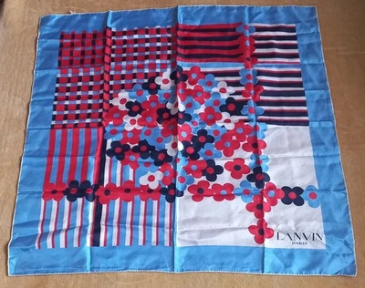 bufanda Lanvin Paris 100% seda multicolor 78cm x 80cm hecha en Francia Foto 1 de 4