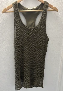 Lucky Brand Häkel gefüttert Neckholder Top Boho Festival olivgrün Übergröße 1X - Bild 1 von 15