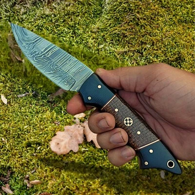 Benutzerdefinierte handgefertigte Damaszener Stahl Jagd Outdoor Camping Messer - Bild 1 von 4