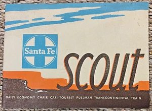 Vintage 1940 SANTA FE SCOUT Transcontinental Train Brochure / Schedule - Picture 1 of 4