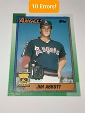 👀 1990 Topps Jim Abbott MEGA 10 error misprint This one is the King Abbott card