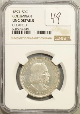 1893 Columbian Exposition Commemorative Half Dollar 50c NGC UNC Details #9-048 - Image 1 of 2