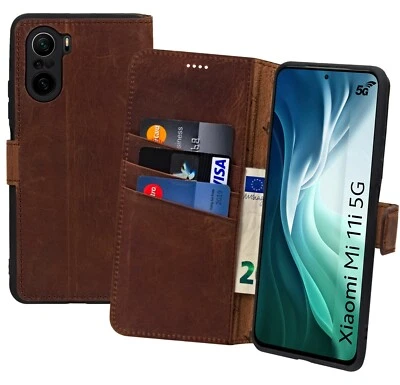 Custodia per Xiaomi Mi 11i 5G A Libro IN Pelle Protettiva Anticato Caffè - Immagine 1 di 4