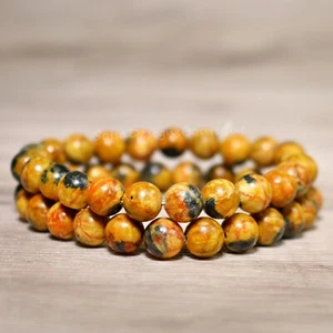 1 pcs Natural Bumblebee Jasper Stone Bracelet Yellow Stone Stretch Bracelet - Picture 1 of 5